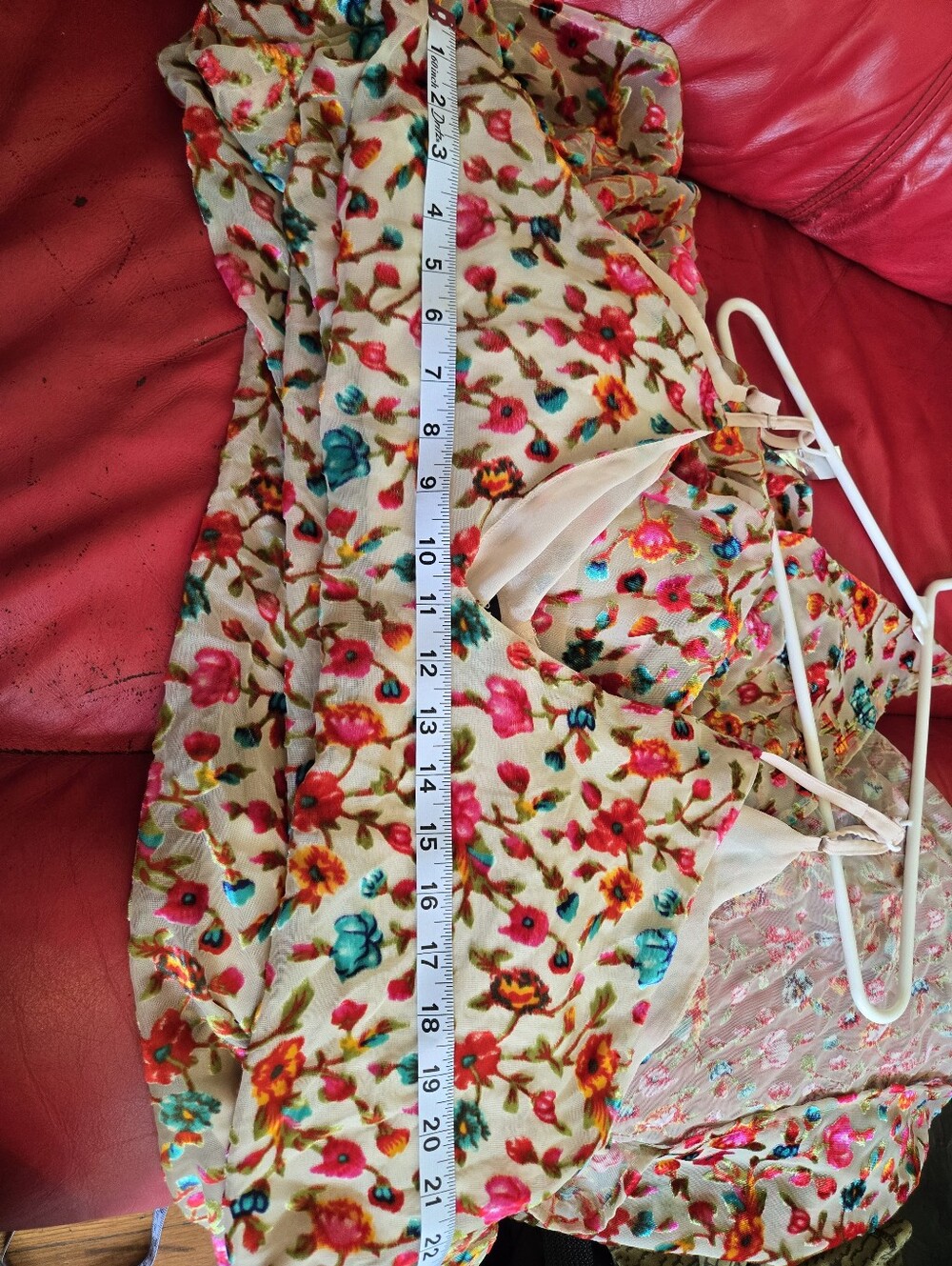 Floral V-Neck Cream Sundress with Pink & Teal Blooms